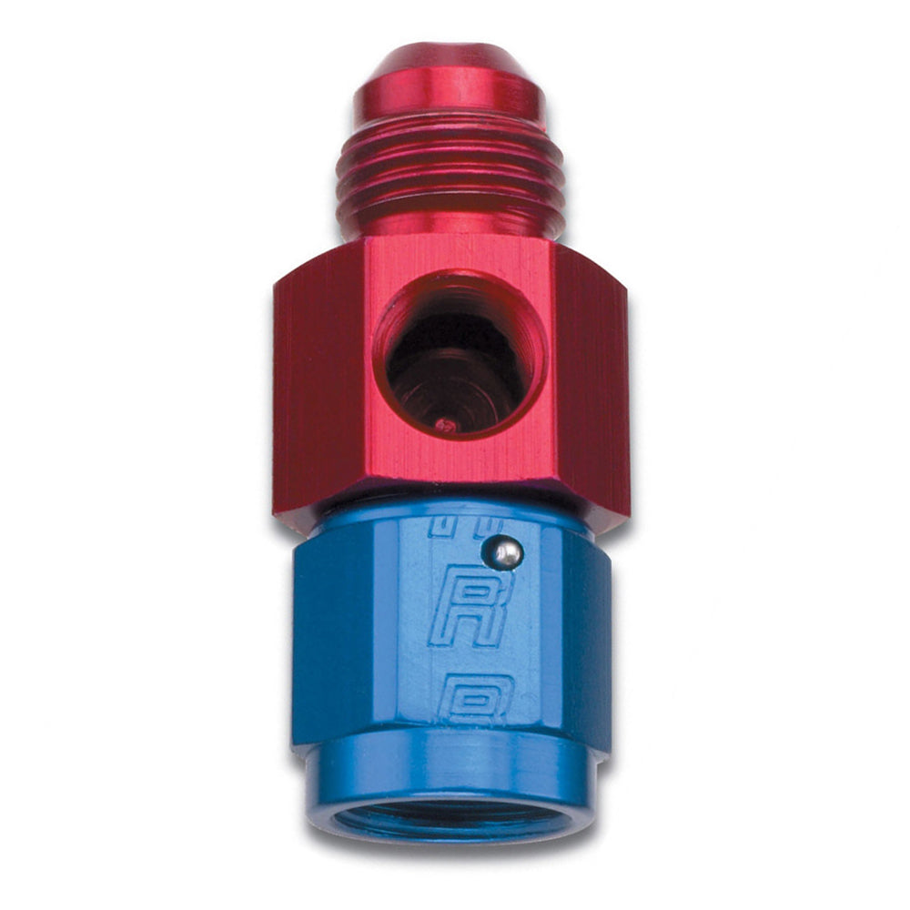 Fitting - Gauge Adapter - Straight - 4 AN Female to 4 AN Male - 1/8 in NPT Gauge Port - Aluminum - Black Anodized - Each