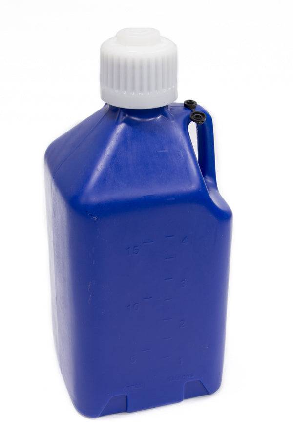 Utility Jug - 5 gal - 9.5 x 9.5 x 21.75 in Tall - Gasket Seal Cap - Flip-Up Vent - Square - Plastic - Dark Blue - Each