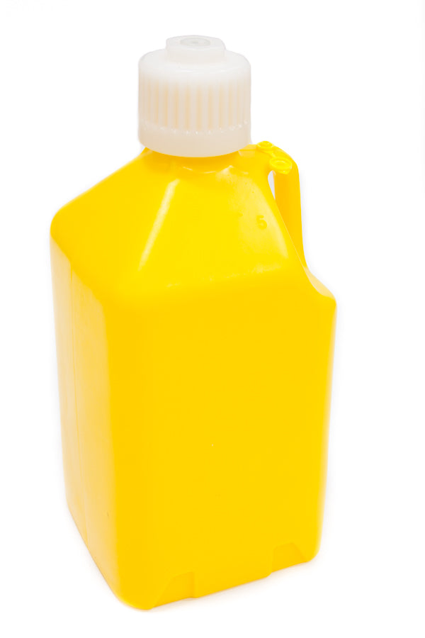 Utility Jug - 5 gal - 9.5 x 9.5 x 21.75 in Tall - Gasket Seal Cap - Flip-Up Vent - Square - Plastic - Yellow - Each