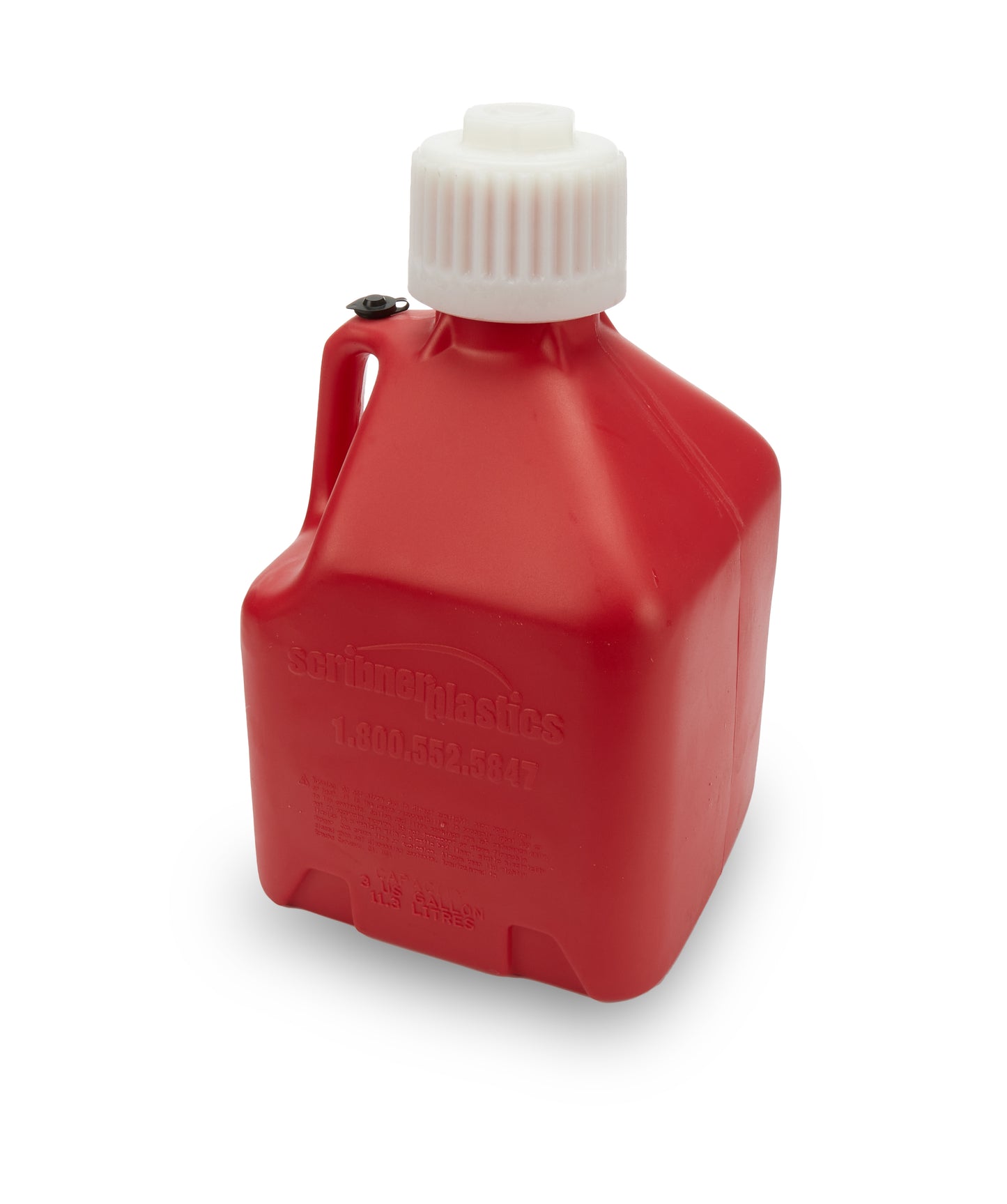 Utility Jug - 3 gal - 9.5 x 9.5 x 16 in Tall - Gasket Seal Cap - Flip-Up Vent - Square - Plastic - Red - Each