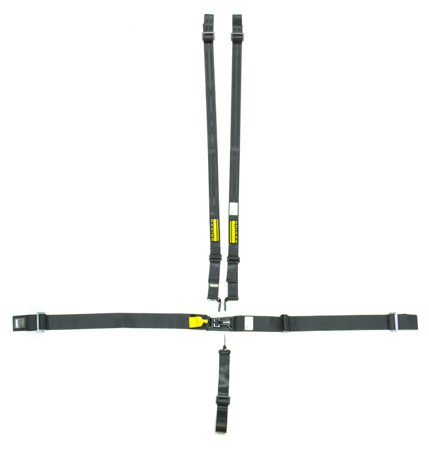 Harness - 5 Point - Latch and Link - SFI 16.1 - Pull Up Adjust - Wrap Around - Individual Harness - HANS Ready - Black - Kit