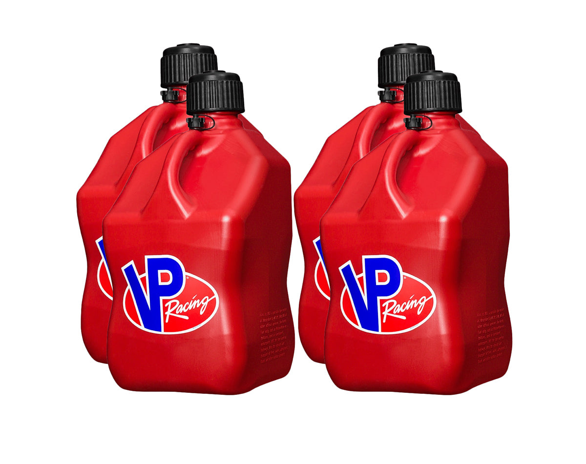 Utility Jug - 5.5 gal - 10.5 x 10.5 x 21.25 in Tall - O-Ring Seal Cap - Screw-On - Vent - Square - Plastic - Red - Set of 4