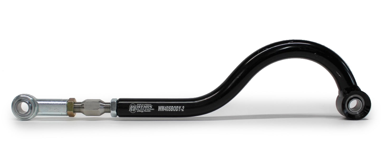 Panhard Bar - J-Style - Adjustable - 21 to 23 in Long - 4 in Drop - Spherical Rod Ends - Steel - Black Powder Coat - Universal - Each