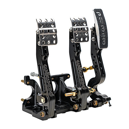 Pedal Assembly - Brake / Clutch / Throttle - 4.75-5.75 to 1 Ratio - 9.16-10.39 in Long - Forward Floor Mount - Linkage Included - Aluminum - Black Paint - Universal - Kit