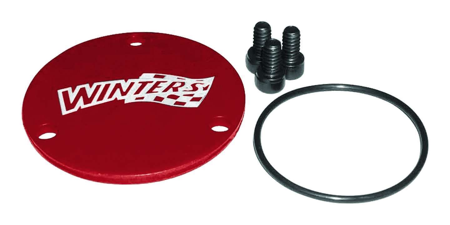Drive Flange Dust Cover - 3-Bolt - O-Ring - 5/16-18 x 5/8 in Long Bolts - Aluminum - Red Anodized - 5 On 5 Hubs - Kit
