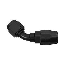 Fitting - Hose End - 45 Degree - 12 AN Hose to 12 AN Female - Double Swivel - Aluminum - Black Anodized - Each