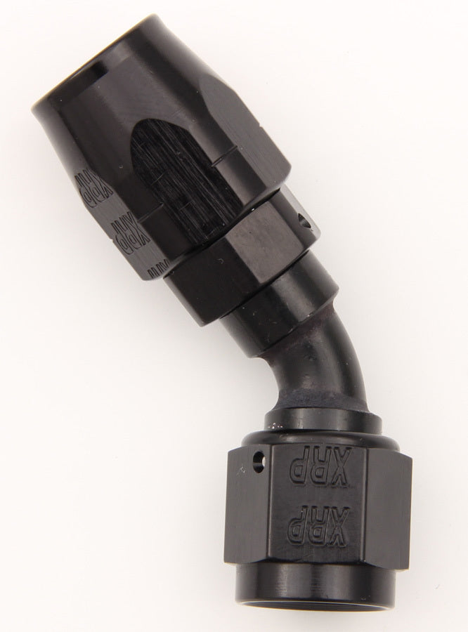Fitting - Hose End - 45 Degree - 16 AN Hose to 16 AN Female - Double Swivel - Aluminum - Black Anodized - Each