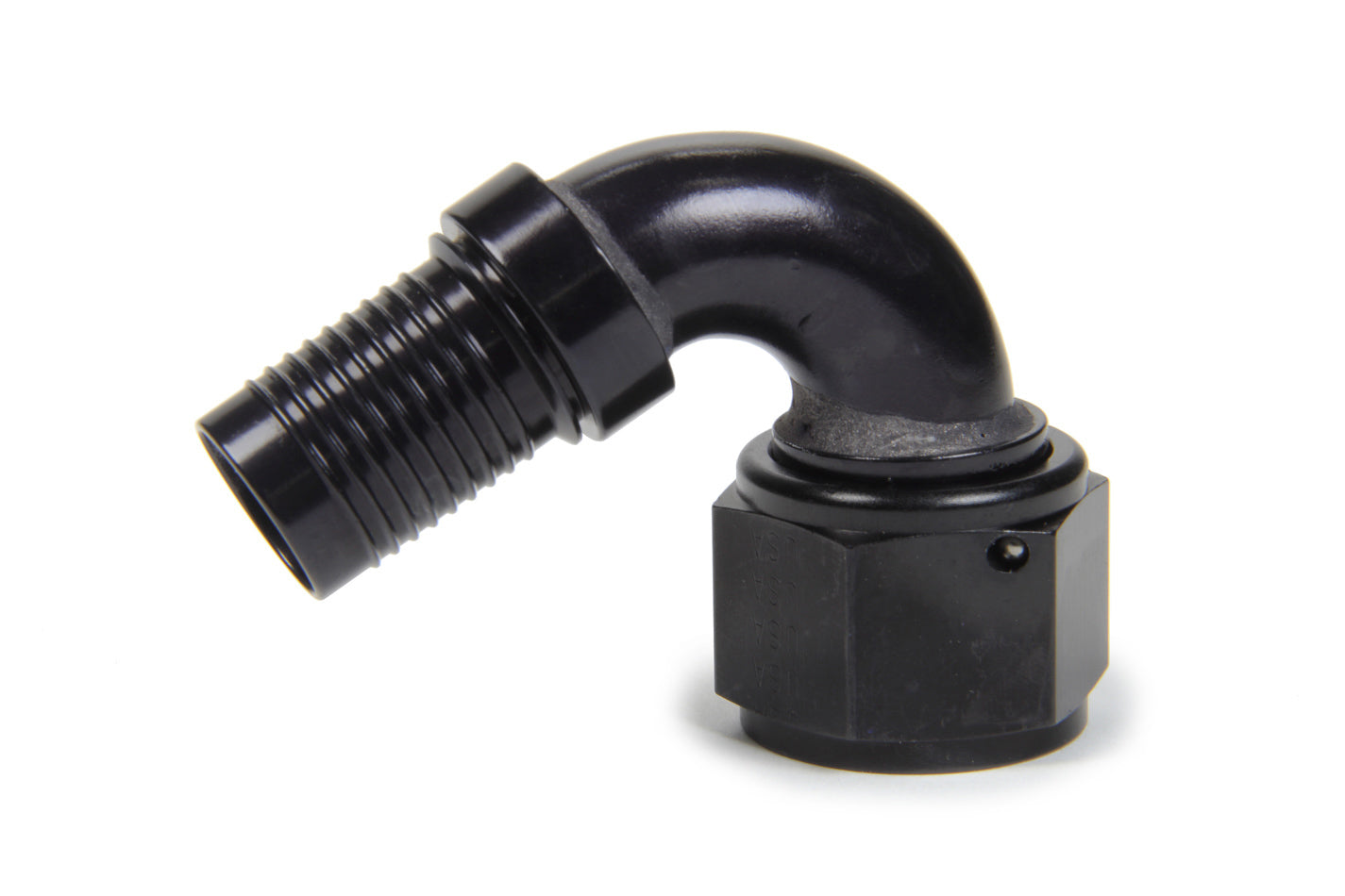 Fitting - Hose End - HS-79 - 120 Degree - 8 AN Hose Crimp to 8 AN Female - Aluminum - Black Anodized - Each