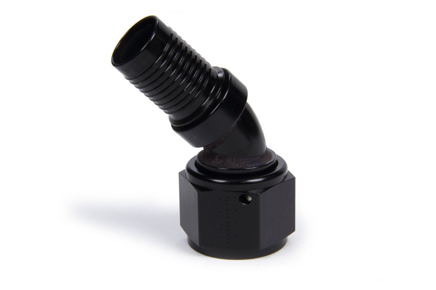 Fitting - Hose End - HS-79 - 45 Degree - 12 AN Hose Crimp to 12 AN Female - Aluminum - Black Anodized - Each
