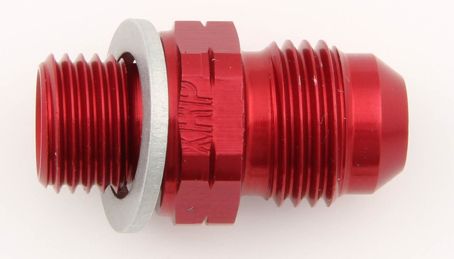 Fitting - Adapter - Straight - 6 AN Male to 12 mm x 1.25 Male - Crush Washer - Aluminum - Red Anodized - Each