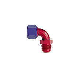 Fitting - Adapter - 90 Degree - 12 AN Female Swivel to 12 AN Male - Aluminum - Blue / Red Anodized - Each