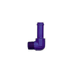 Fitting - Adapter - 90 Degree - 1/2 in NPT Male to 5/8 in Hose Barb - Aluminum - Blue Anodized - Each