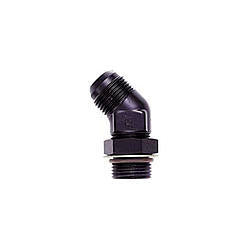 Fitting - Adapter - 45 Degree - 6 AN Male to 6 AN Male O-Ring - Aluminum - Black Anodized - Each