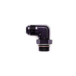 Fitting - Adapter - 90 Degree - 12 AN Male to 10 AN Male O-Ring - Aluminum - Black Anodized - Each