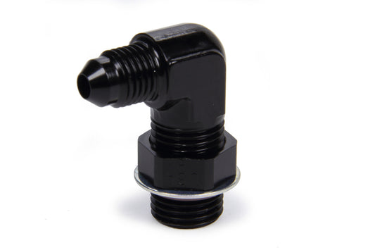 Fitting - Adapter - 90 Degree - 4 AN Male to 6 AN Male O-Ring - Aluminum - Black Anodized - Each