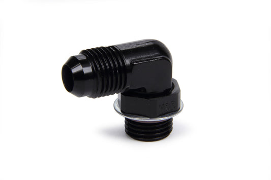 Fitting - Adapter - 90 Degree - 6 AN Male to 6 AN Male O-Ring - Aluminum - Black Anodized - Each