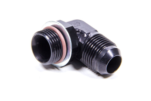 Fitting - Adapter - 90 Degree - 10 AN Male to 10 AN Male O-Ring - Ultra Low Profile - Aluminum - Black Anodized - Each