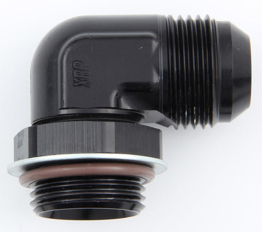 Fitting - Adapter - 90 Degree - 12 AN Male to 12 AN Male O-Ring - Ultra Low Profile - Aluminum - Black Anodized - Each