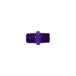 Fitting - Adapter - Straight - 1/8 in NPT Male to 1/8 in NPT Male - Aluminum - Blue Anodized - Each