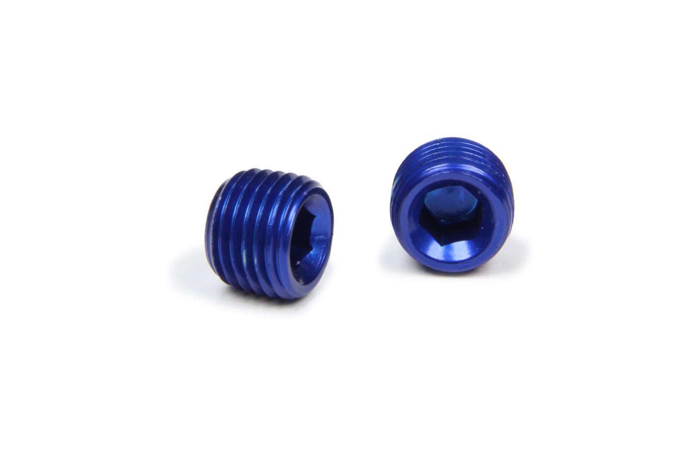 Fitting - Plug - 1/4 in NPT - Allen Head - Aluminum - Blue Anodized - Pair