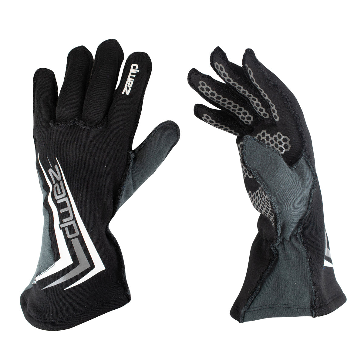 Driving Gloves - ZR-60 - SFI 3.3/5 - Double Layer - Fire Retardant Fabric - Silicone Palm - Black - X-Small - Pair