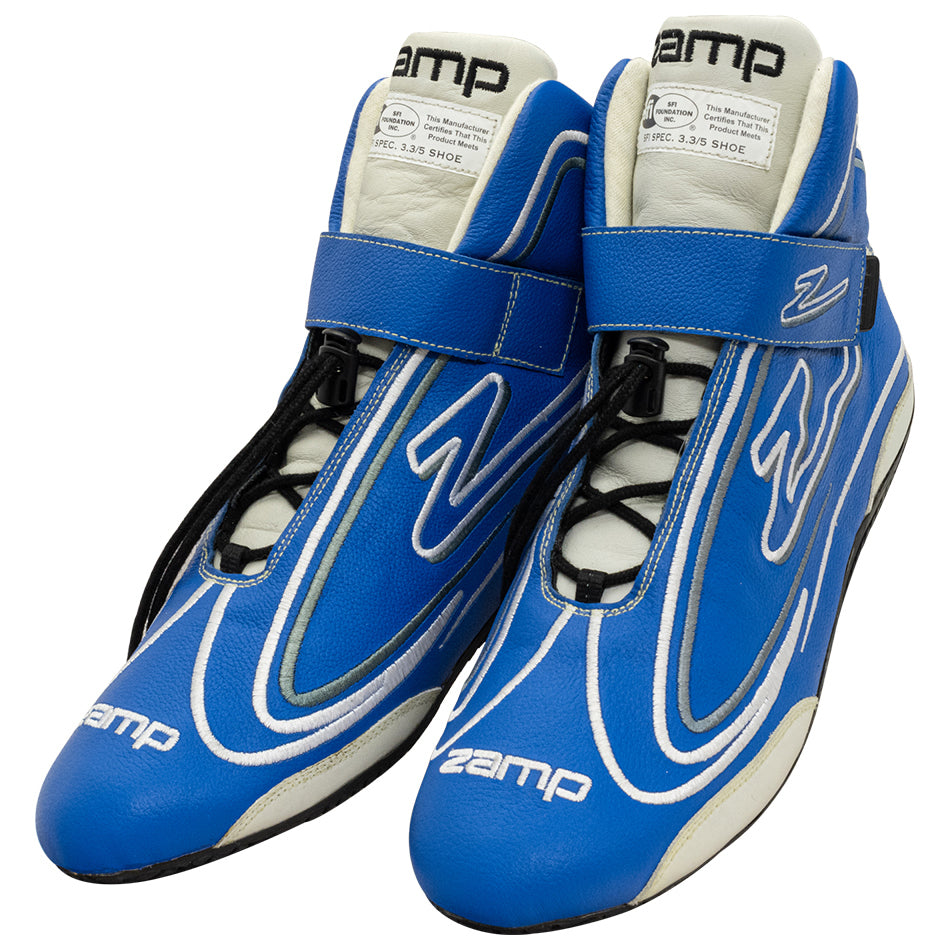 Zamp Driving Shoe - ZR-50 - Mid-Top - SFI 3.3/5 - Leather Outer - Rubber Sole - Fire Retardant NMX Inner - Blue - Size 10 - Pair