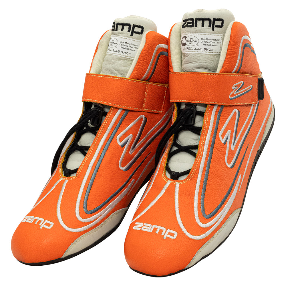 Zamp Driving Shoe - ZR-50 - Mid-Top - SFI 3.3/5 - Leather Outer - Rubber Sole - Fire Retardant NMX Inner - Neon Orange - Size 12 - Pair