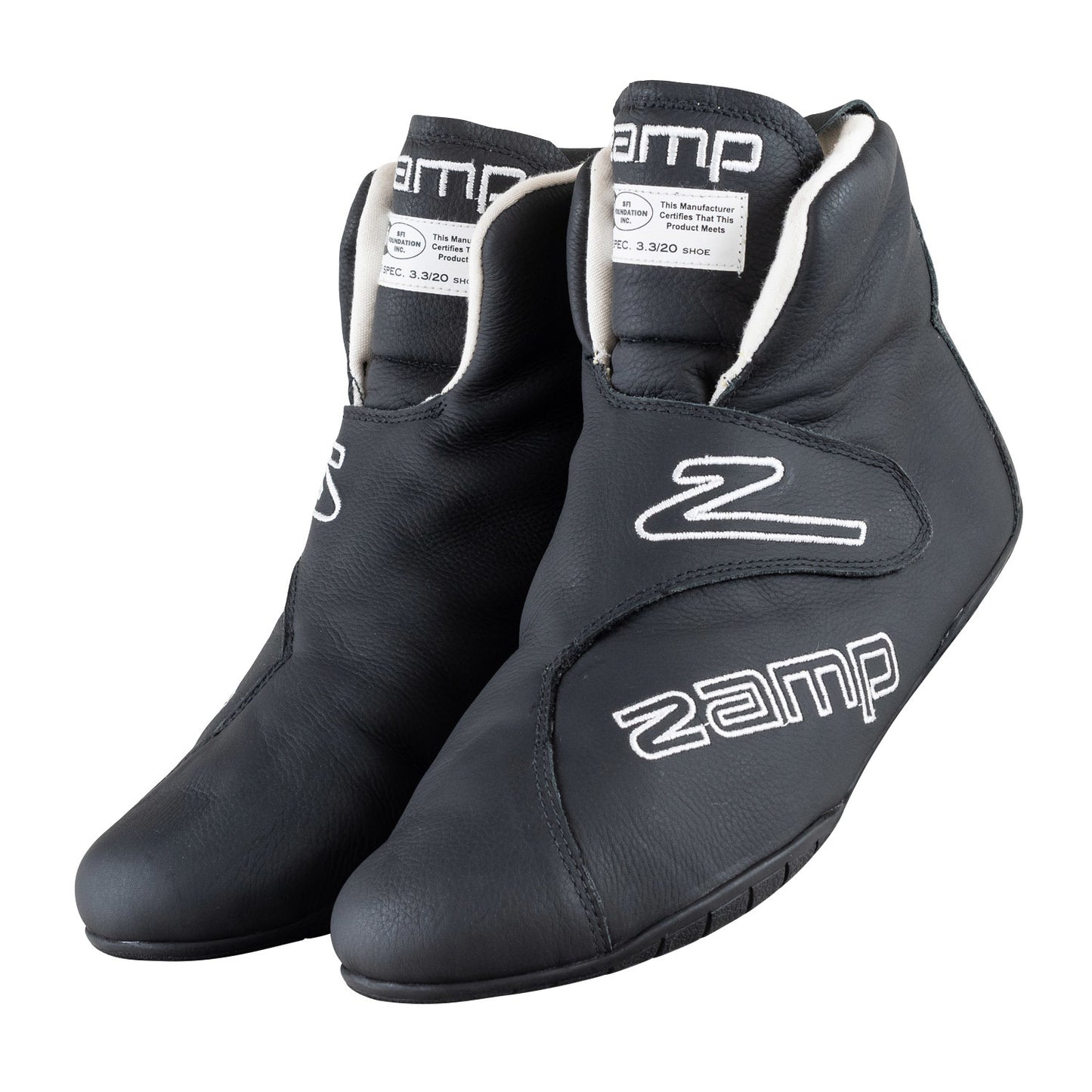 Zamp Driving Shoe - ZR-Drag - Mid-Top - SFI 3.3/20 - Leather Outer - Fire Retardant Inner - Black - Size 9 - Pair