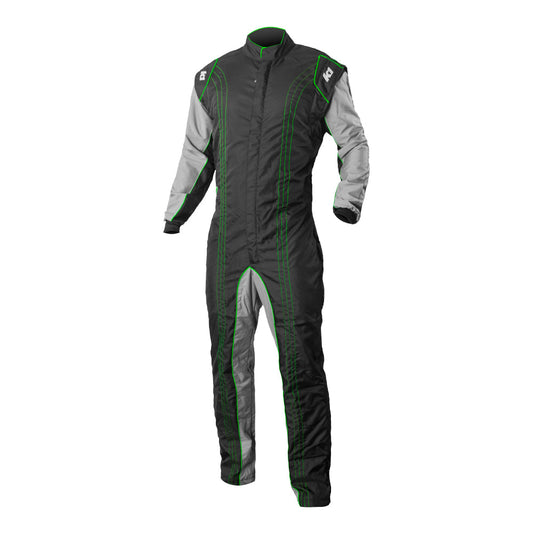 K1 GK2 Youth Karting Suit - Black, Green - 7XS 20