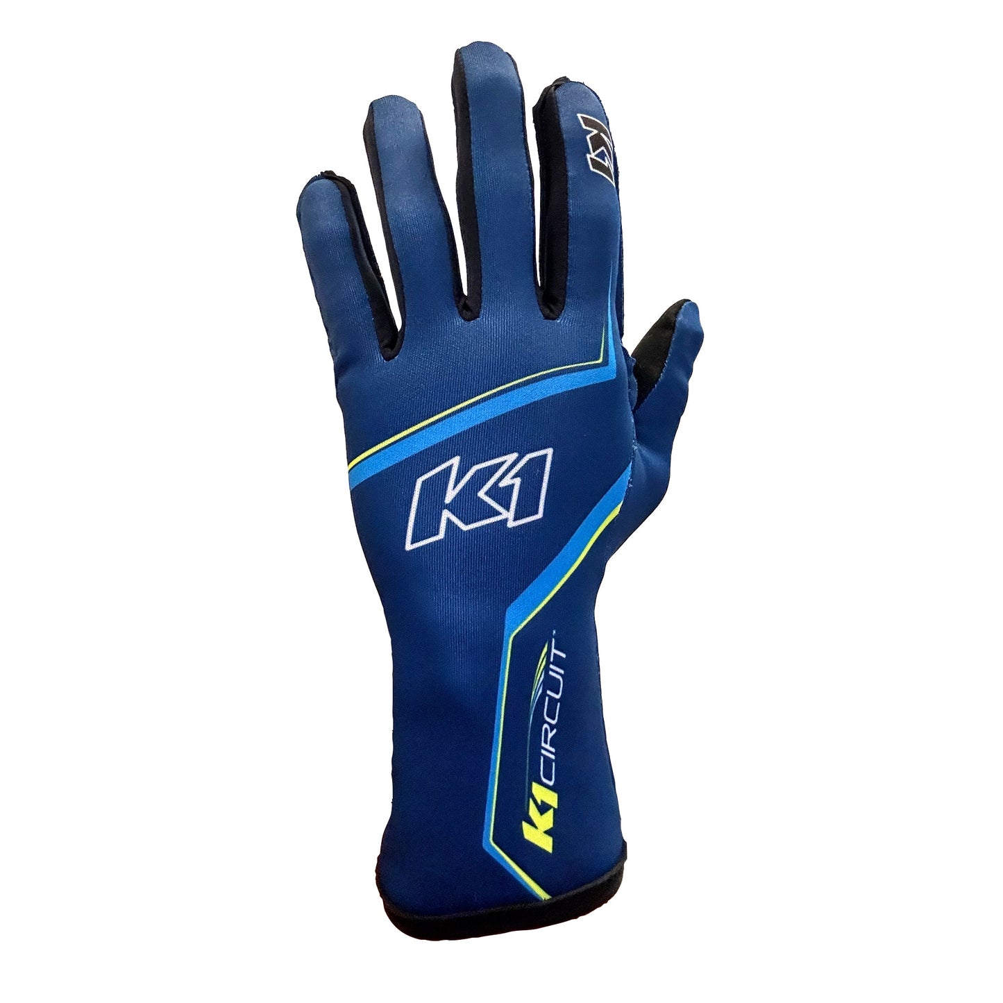 K1 Circuit Adult Karting Gloves - Navy Blue, Light Blue - Size 7, Small