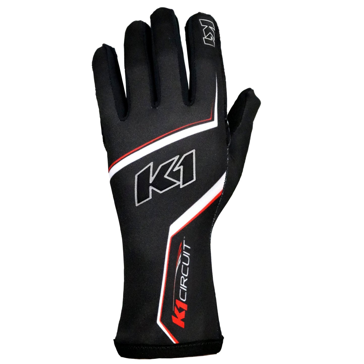 K1 Circuit Adult Karting Gloves - Black, White - Size 10, XL