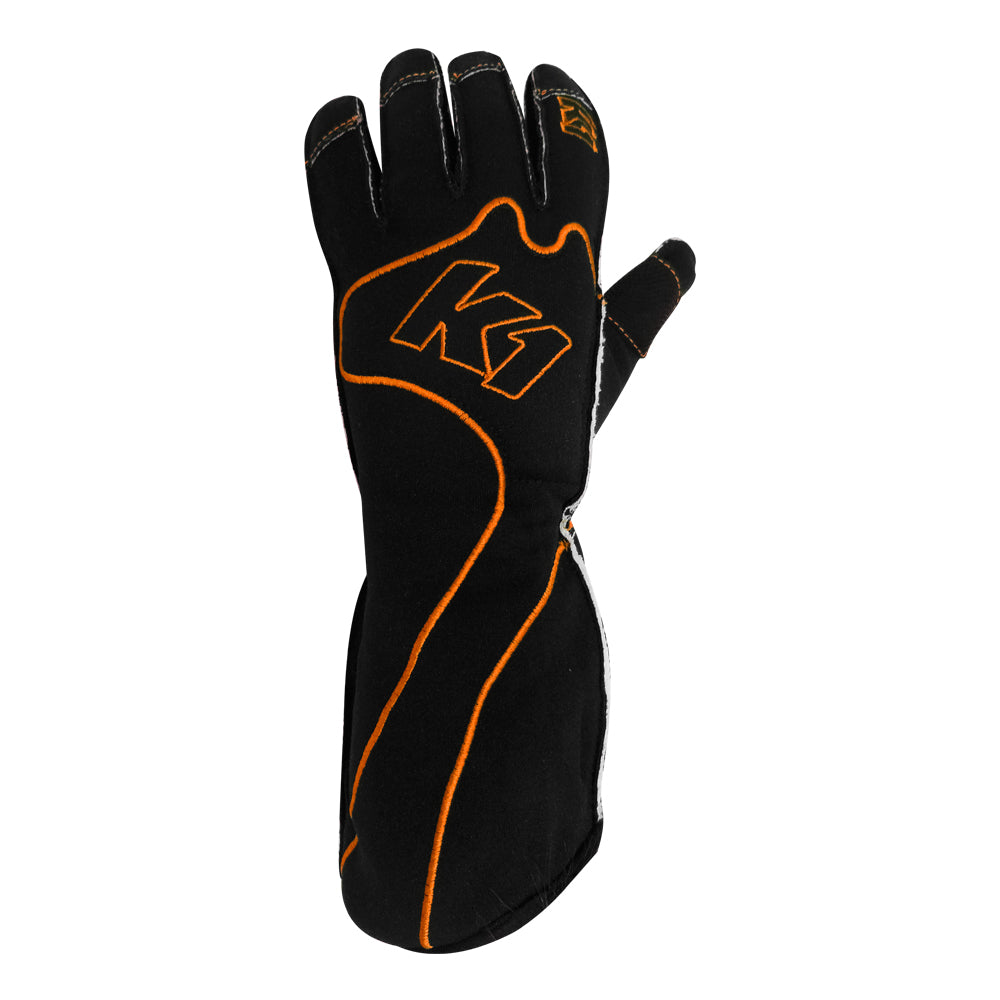 K1 RS1 Adult Karting Gloves - Black, Orange - Size XL