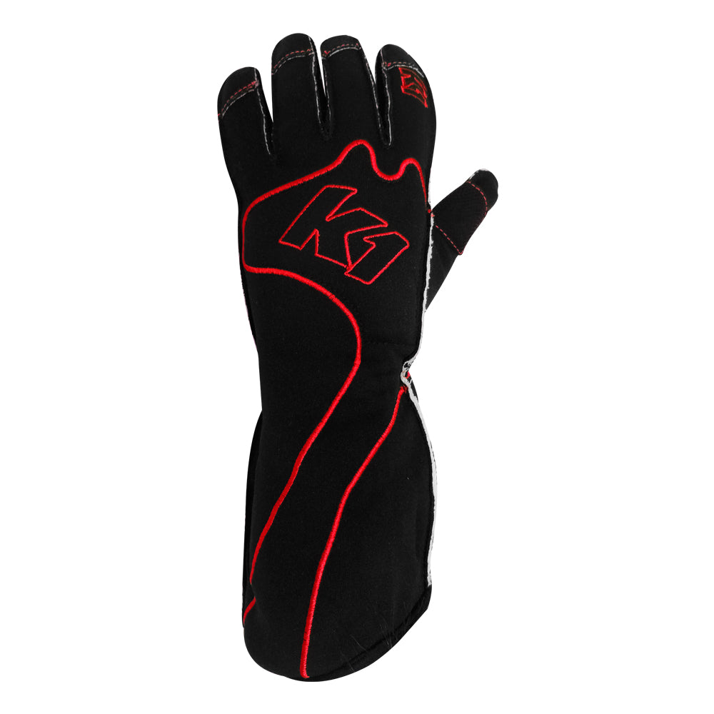 K1 RS1 Youth Karting Gloves - Black, Red - Size 3XS