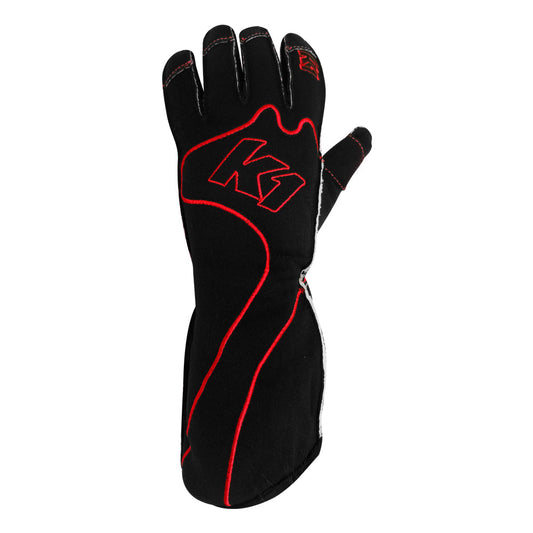 K1 RS1 Youth Karting Gloves - Black, Red - Size 3XS