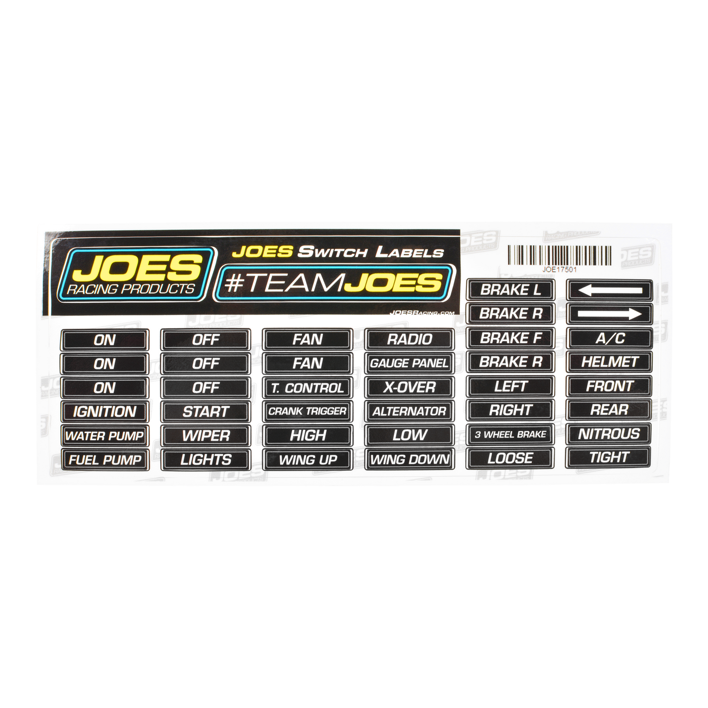 JOES Switch Panel Labels