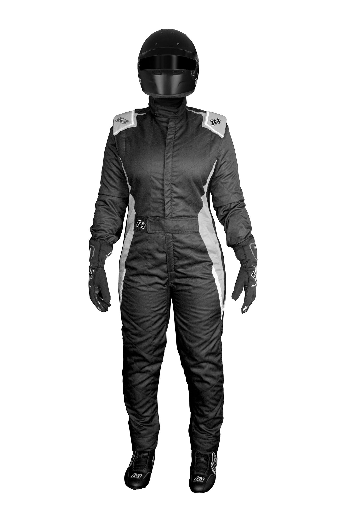 K1 Layla Ladies Adult Auto Racing Nomex® Suit - 3.2A/5 - Black, Grey - Medium 52