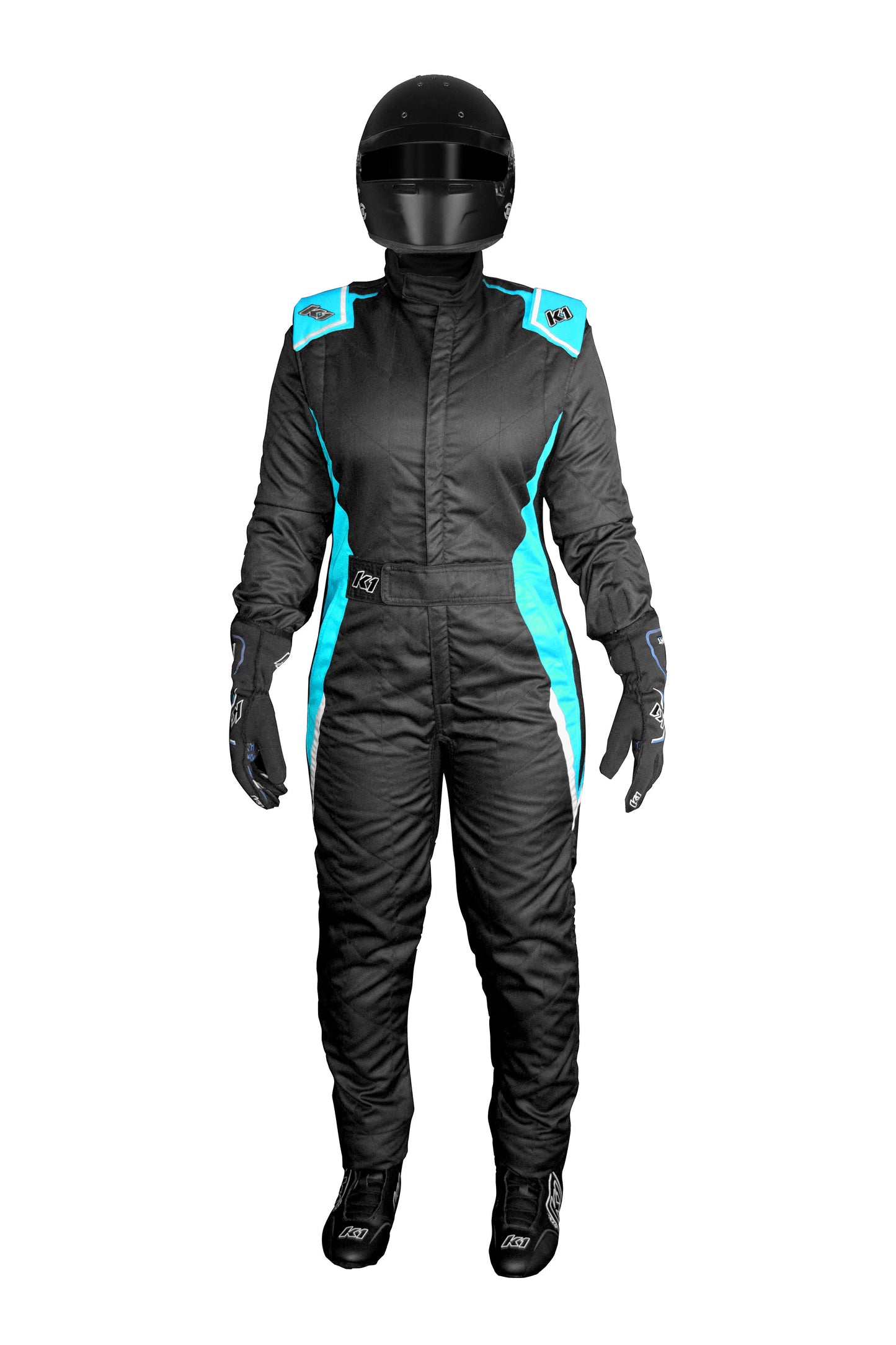 K1 Layla Ladies Adult Auto Racing Nomex® Suit - 3.2A/5 - Black, Teal - 2XL 64