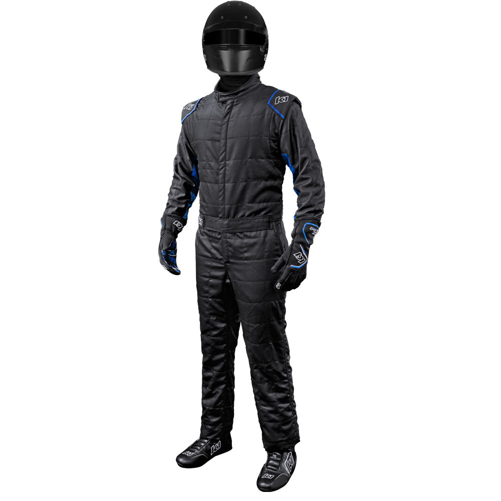 K1 Outlaw Adult Auto Racing Nomex® Suit - SFI 3.2A/5 - Black, Blue - 3XL 68