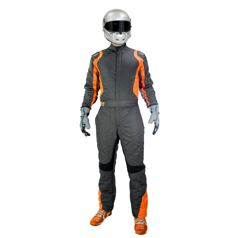 K1 Precision II Adult Nomex® Fire Suit - SFI 3.2A/5 - Flo Orange, Grey - Small 48