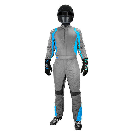 K1 Precision II Adult Nomex® Fire Suit - SFI 3.2A/5 - Grey, Blue - Small 48