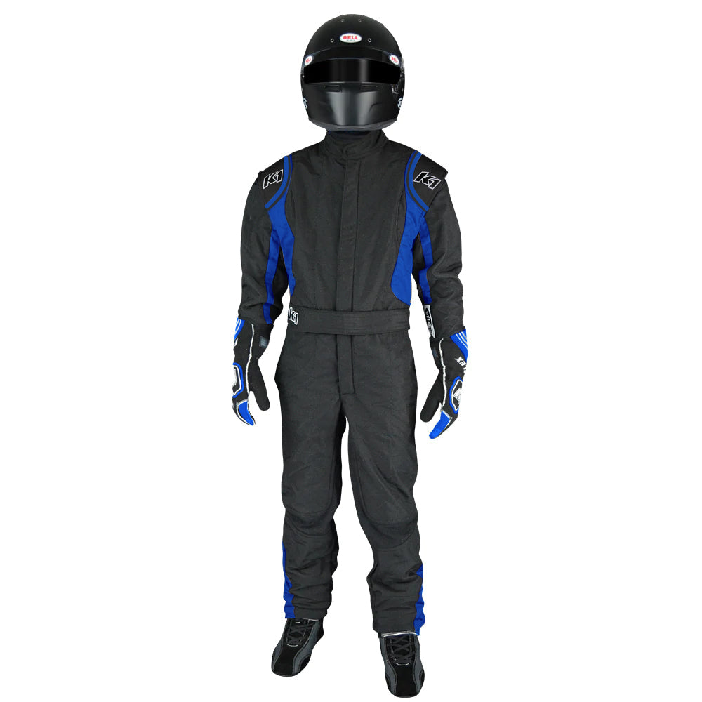 K1 Precision II Youth Nomex® Fire Suit - SFI 3.2A/5 - Black, Blue - 7XS