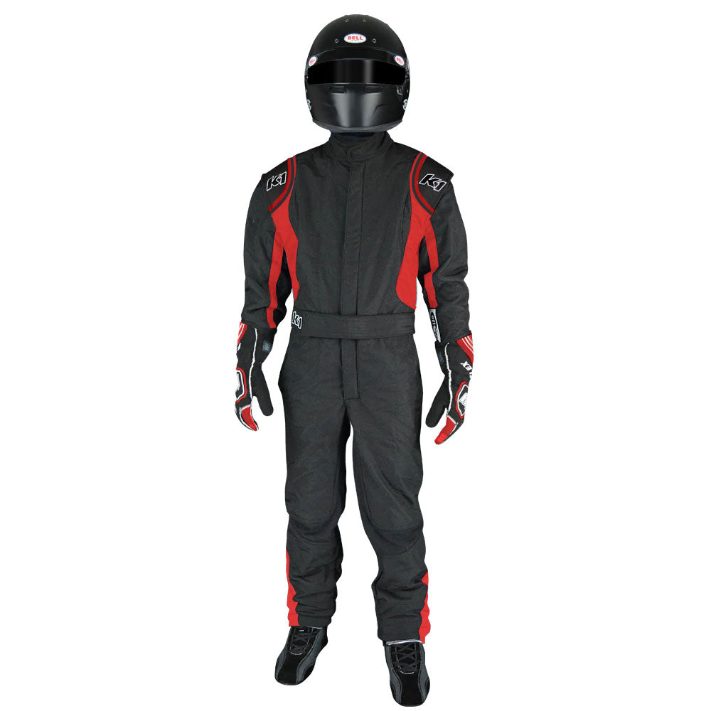 K1 Precision II Youth Nomex® Fire Suit - SFI 3.2A/5 - Black, Red - 7XS