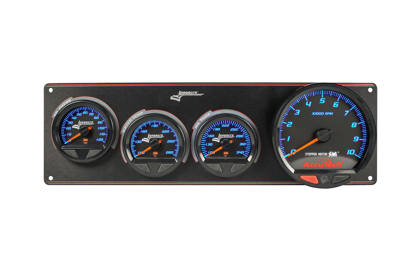 SMi™ Elite Waterproof Gauge Panel from Longacre, 3 Gauge Oil Pressure/Water Temperature/Oil Temperature/Tach