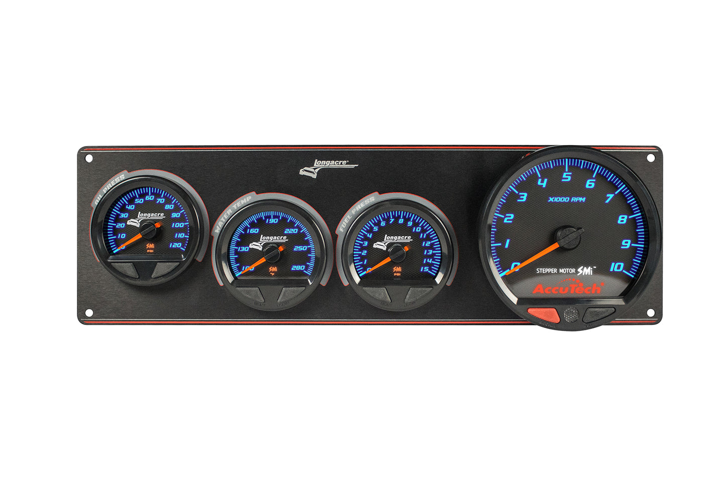 SMi™ Elite Waterproof Gauge Panel from Longacre, 3 Gauge Oil Pressure/Water Temperature/Fuel Pressure/Tach