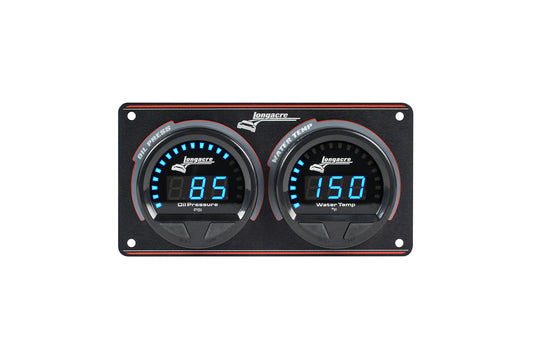 Digital Elite LED Waterproof Gauge Panel from Longacre, 2 Gauge Oil Pressure/Water Temperature