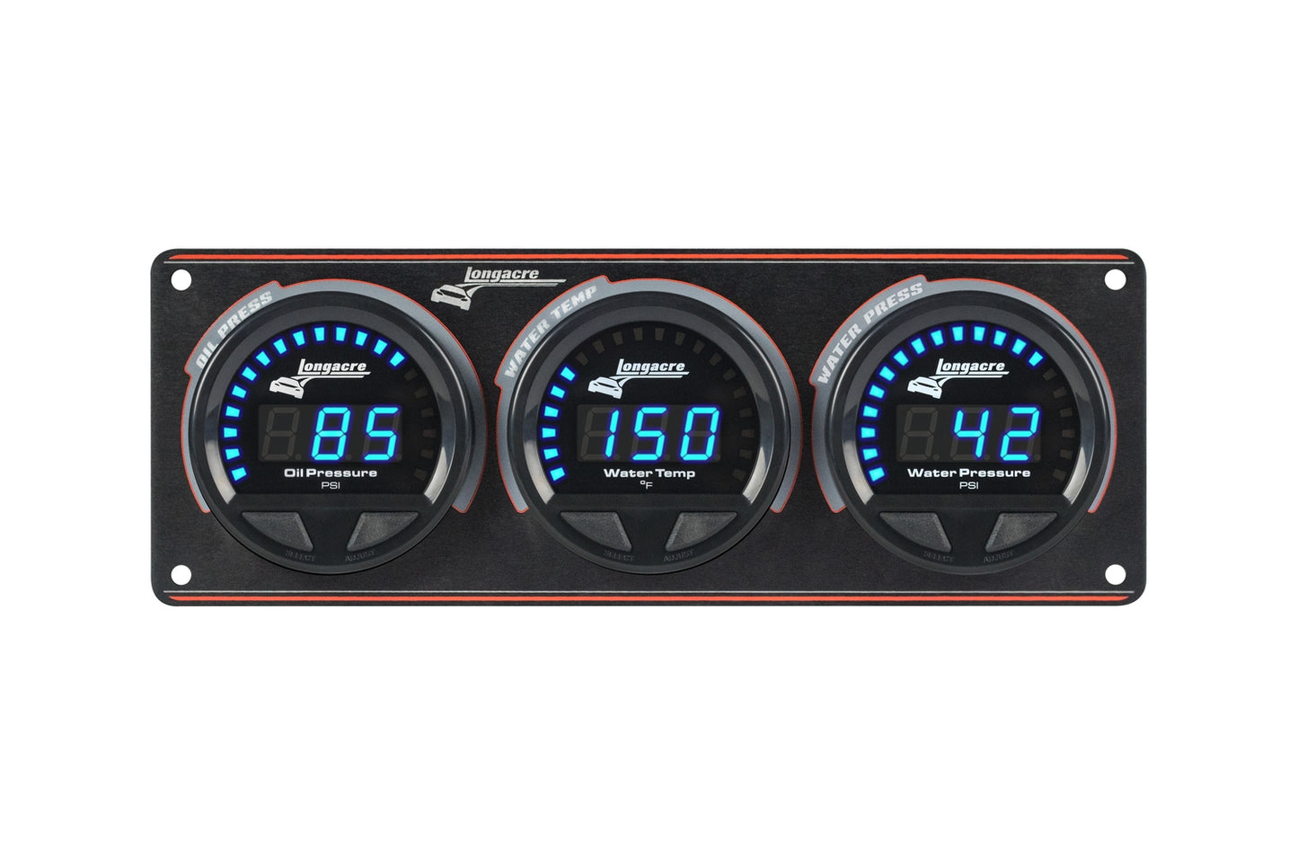 Digital Elite LED Waterproof Gauges from Longacre, 3 Gauge Oil Pressure/Water Temperature/Water Pressure