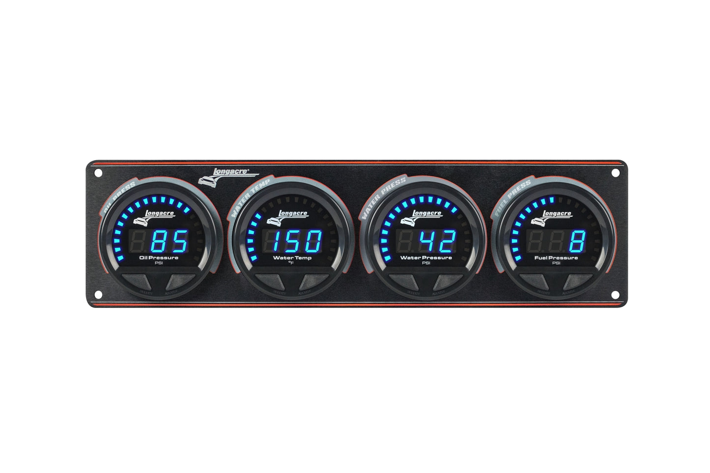 Digital Elite LED Waterproof Gauges from Longacre, 4 Gauge Oil Pressure/Water Temperature/Water Pressure/Fuel Pressure