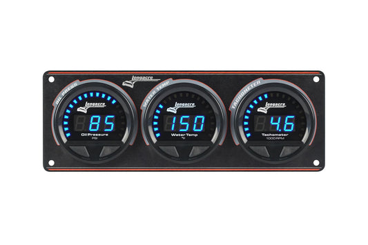 Digital Elite LED Waterproof Gauge Panel from Longacre,  2 Gauge Oil Pressure/Water Temperature/Tach