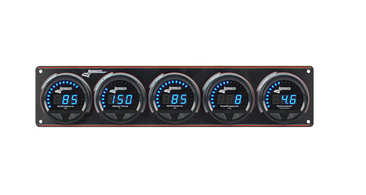 Digital Elite LED Waterproof Gauge Panel from Longacre,  4 Gauge Oil Pressure/Water Temperature/Oil Temperature/Fuel Pressure