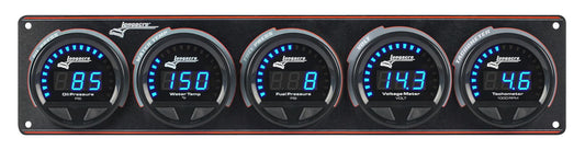 Digital Elite LED Waterproof Gauge Panel from Longacre,  4 Gauge Oil Pressure/Water Temperature/Fuel Pressure/Volt